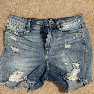 Judy Blue Paint Splatter Denim Shorts Size Small